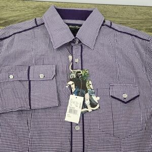 LTB Pioneers Project Button-Up Shirt Men's XL Purple Check Long Sleeve NEW